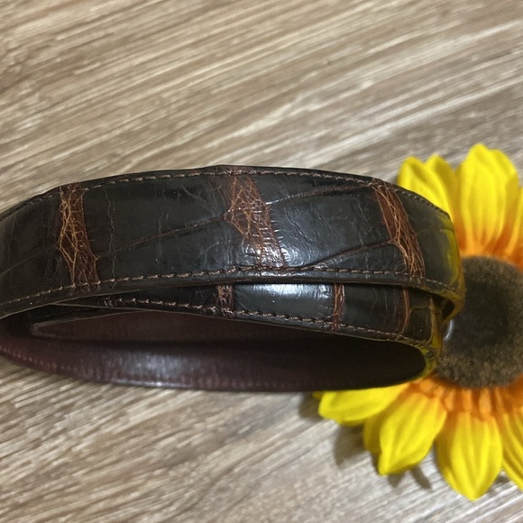 Brighton Brown and Gold Leather Belt Classic Accessory - Picture 4 of 8